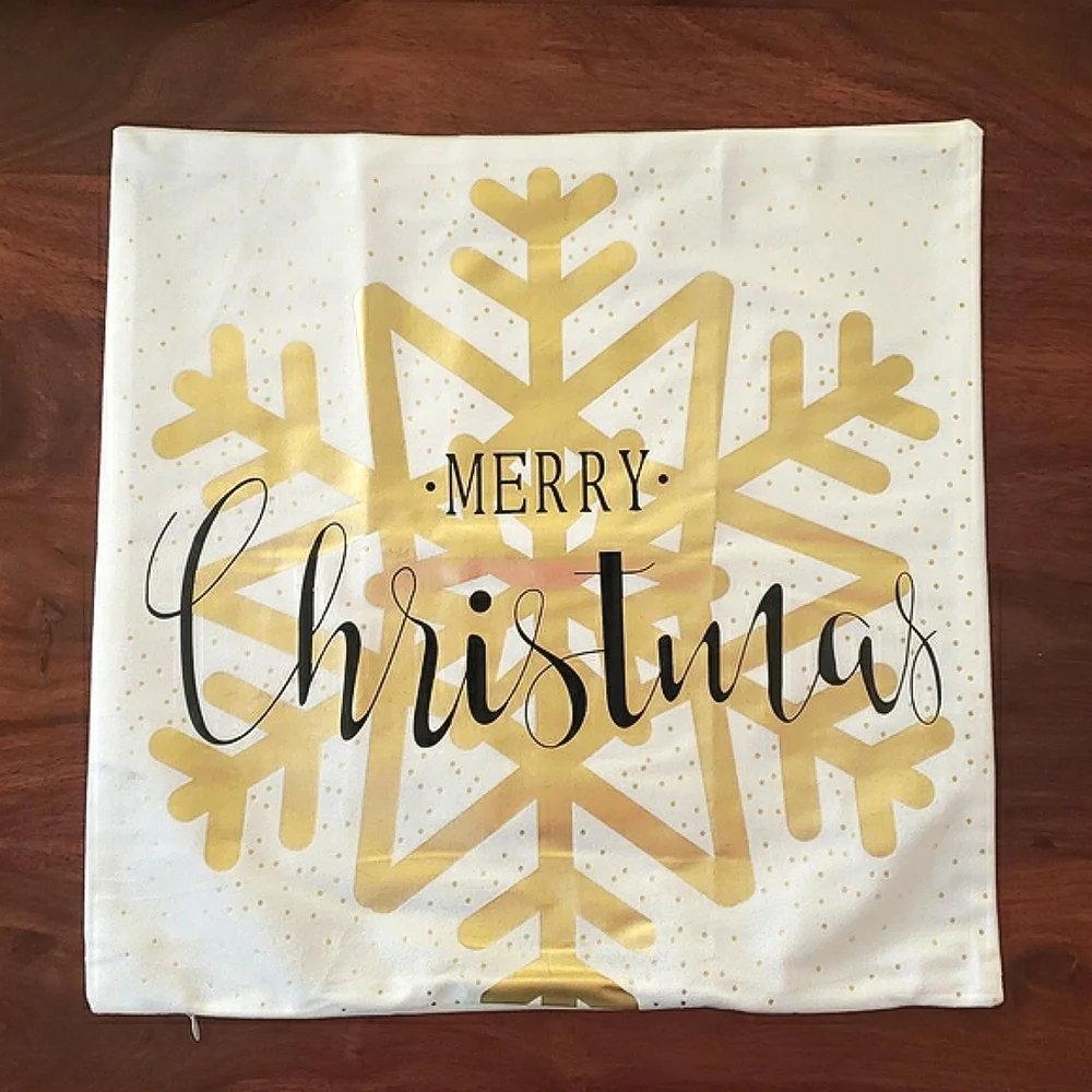 Metallic Gold Snowflake Christmas Pillow Cover • Modern Glam Holiday Decor